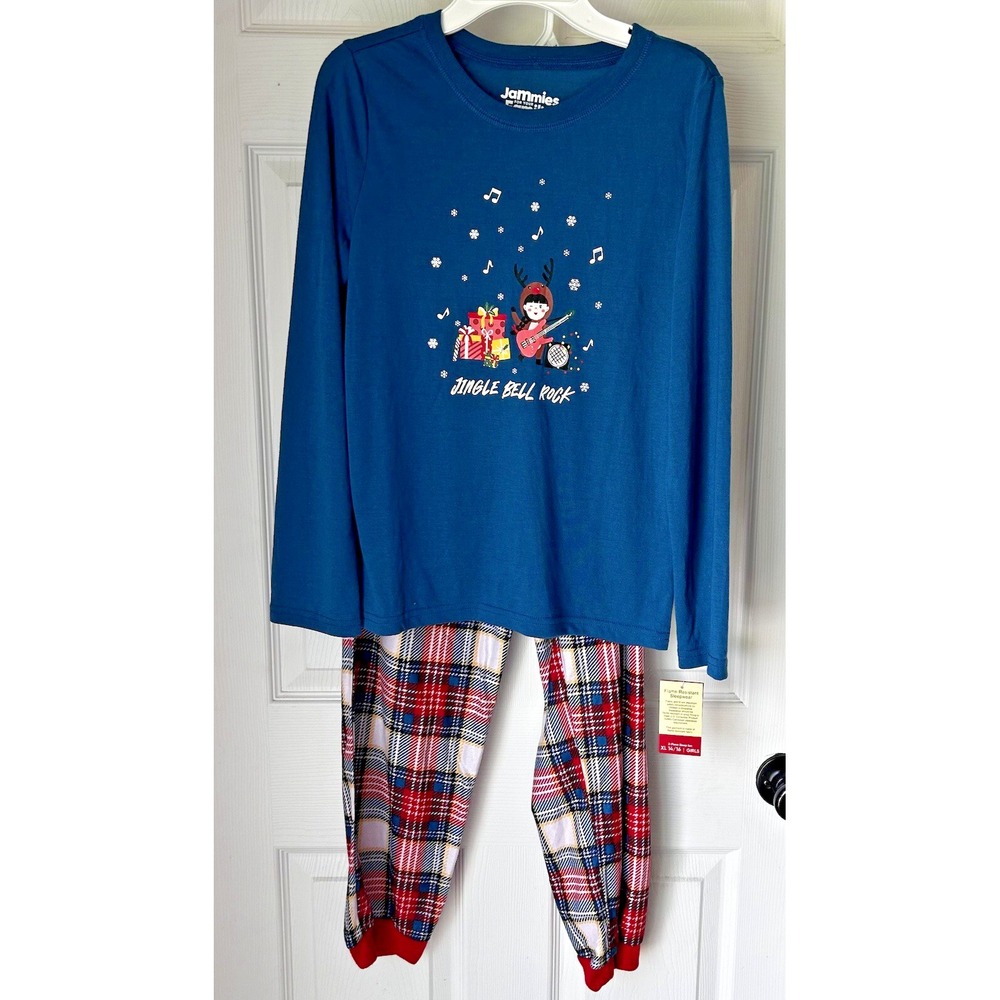 Jammies For Your Families Girls 14/16 Christmas Pajama Set Aqua New NWT BxI‎